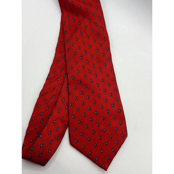 Hardy Amies Red Silk Diamond Pattern Necktie For Men - Picture 1 of 4